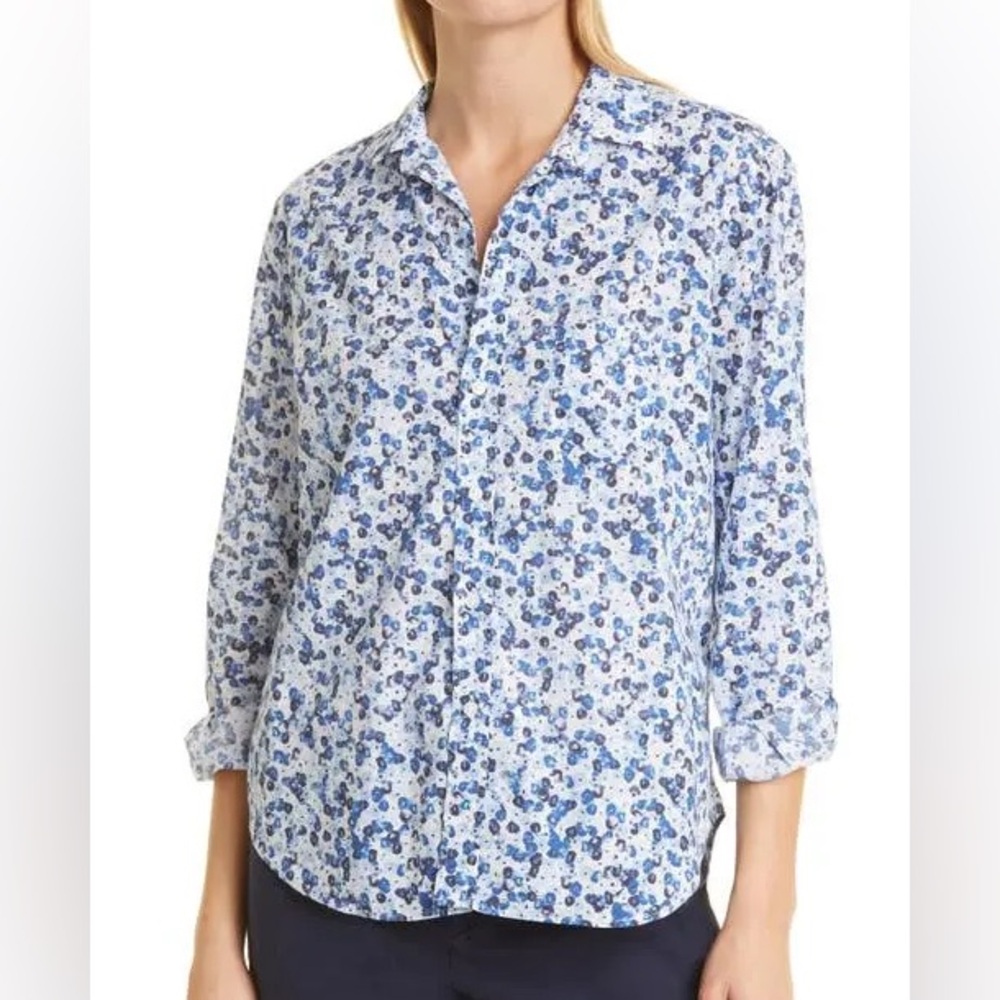 Frank & Eileen Woven Cotton Button-up Shirt in Blue Floral size L